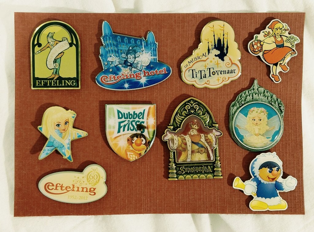 Efteling pins lot van 10, Verzenden, Zo goed als nieuw, Button of Speldje