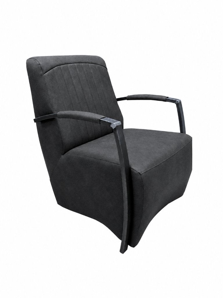 Fauteuil | Ferro | leather-look antraciet, Huis en Inrichting, Ophalen, Nieuw, 75 tot 100 cm, Metaal