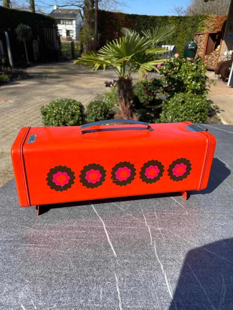 Brabantia broodtrommel oranje met bloemen, Ophalen of Verzenden, Gebruikt