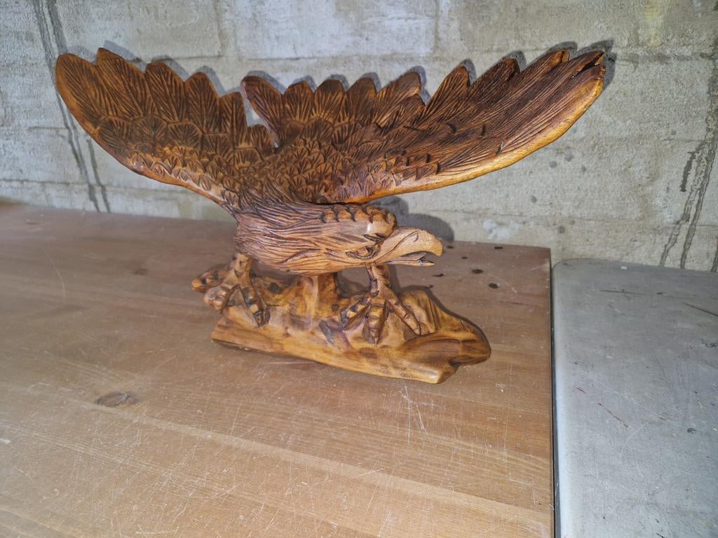 Houten Adelaar Beeld - Handgesneden Decoratie, Antiek en Kunst, Kunst | Beelden en Houtsnijwerken, Beeld, Hout, Vogel, 20 - 50 cm
