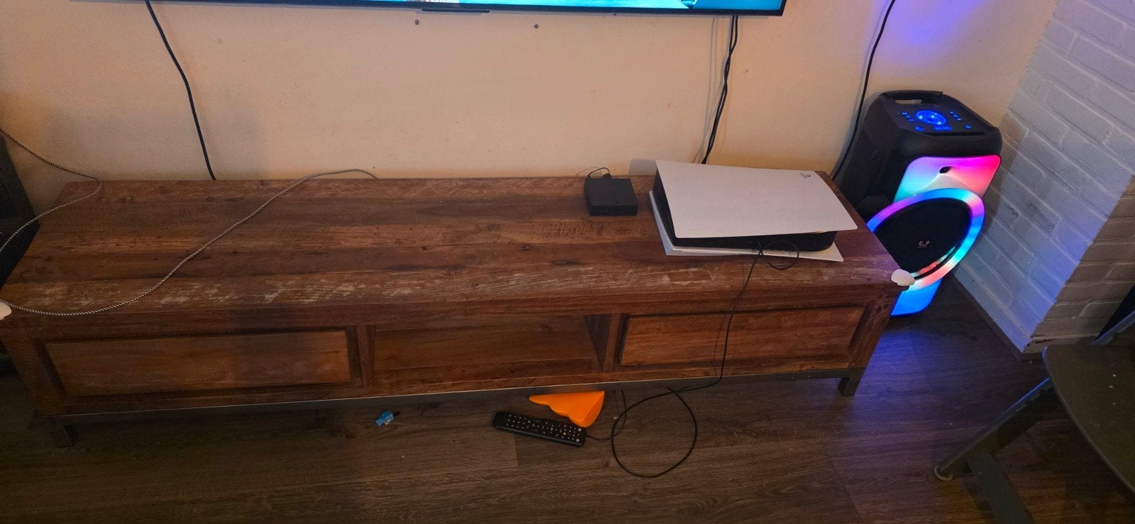 Complete set: TV-kast, bijzettafels en eettafel, Gebruikt, Ophalen of Verzenden, 200 cm of meer, Minder dan 100 cm