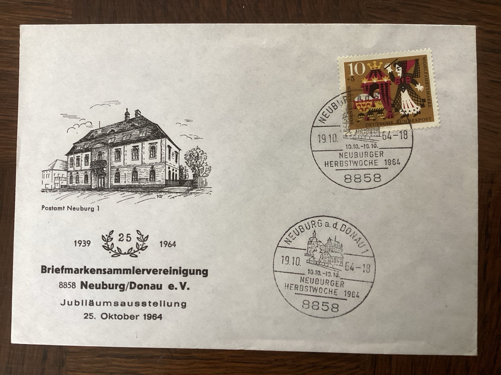 Duitse Eerste Dag Envelop Neuburg/Donau 1964, Ophalen of Verzenden, Onbeschreven, Europa