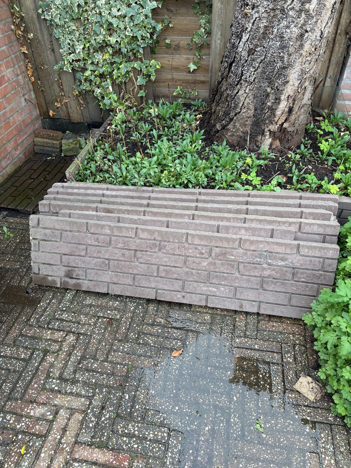 Betonnen steenstrip panelen, Ophalen, Gebruikt, Klinkers, Minder dan 5 m²