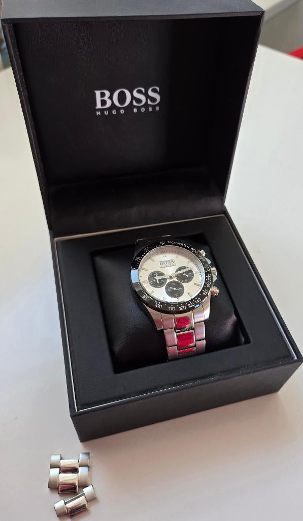 Prachtige Hugo Boss Grand Prix Chronograaf (Panda), Sieraden, Tassen en Uiterlijk, Horloges | Heren, Overige merken, Staal, Gebruikt