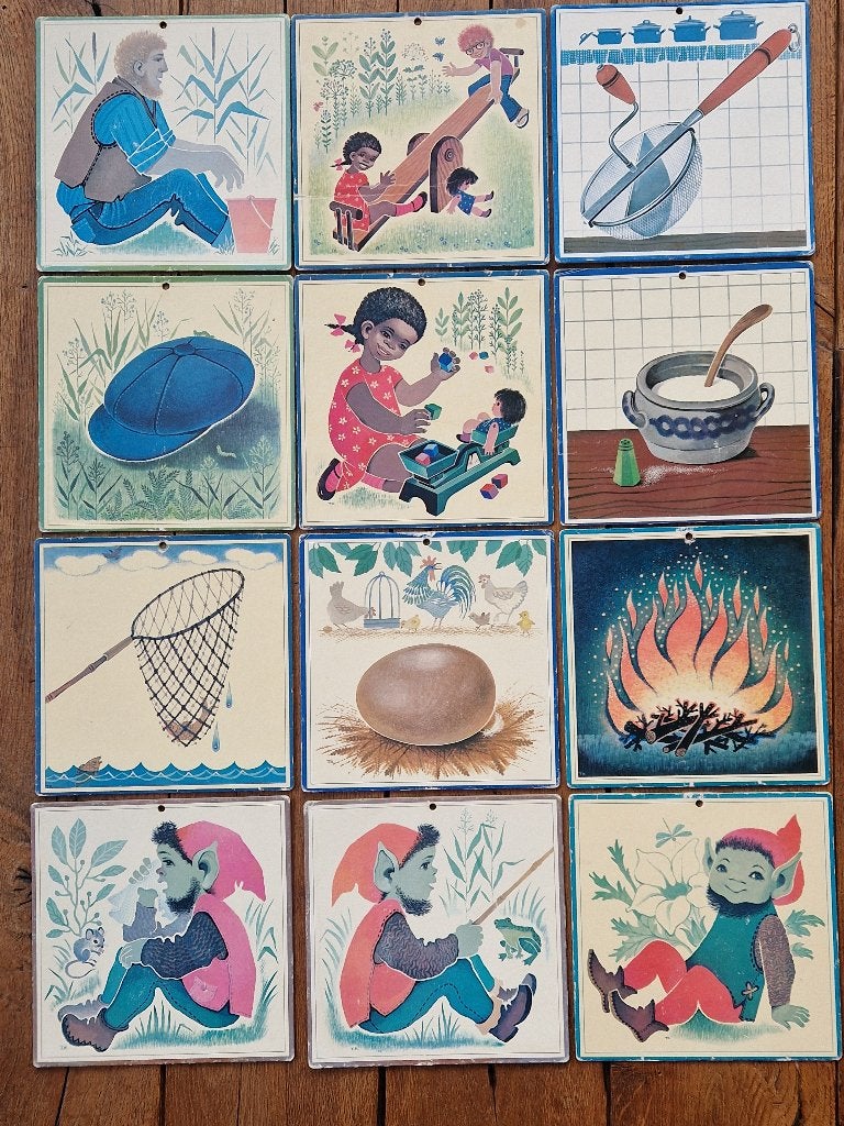 21 vintage wandplaten uit de serie "veilig leren lezen", Antiek en Kunst, Antiek | Schoolplaten, Ophalen of Verzenden, Overige thema's