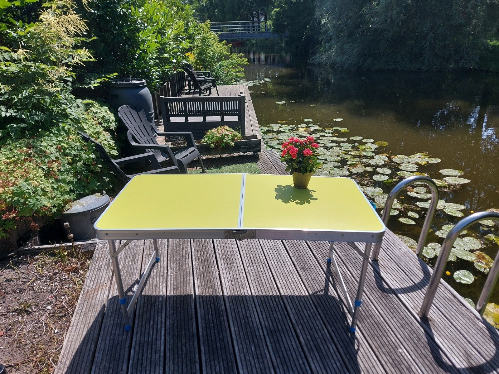 Grote aluminium camping, kampeer tafel Koffermodel, Ophalen, Zo goed als nieuw, Campingtafel