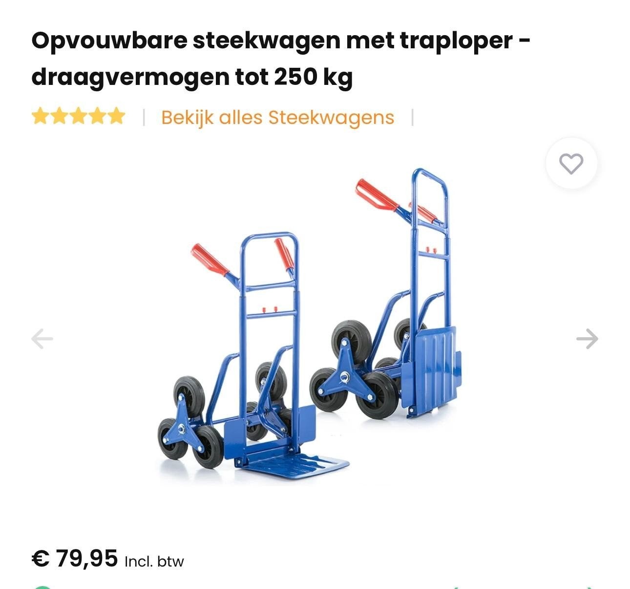 Opvouwbare Steekwagen met Traploper, Ophalen, Zo goed als nieuw, Steekwagen