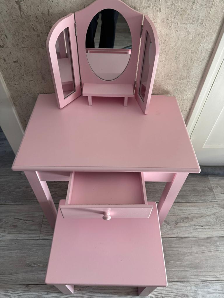 Roze Kinder Make-up Tafeltje met Krukje, Ophalen