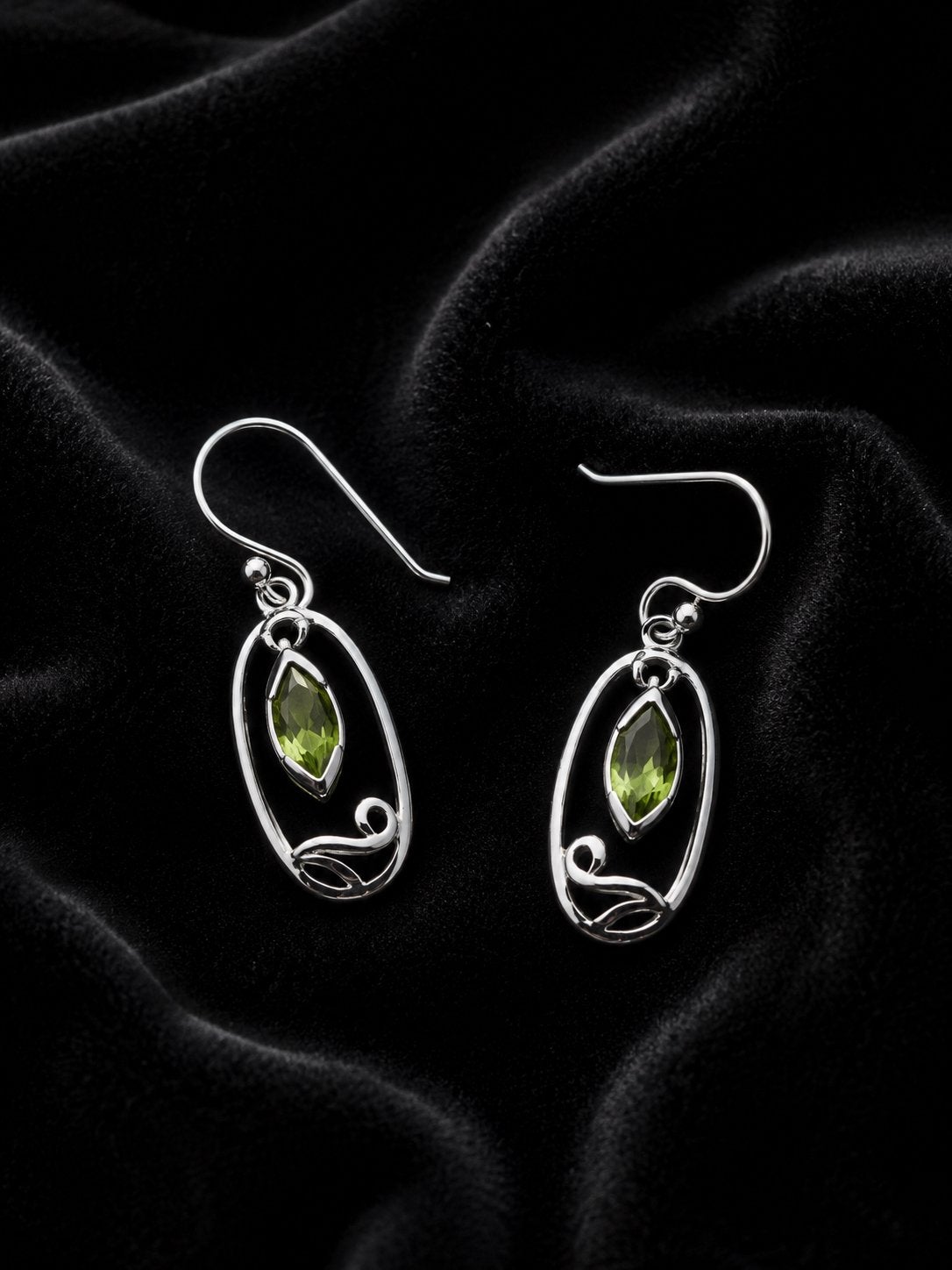 925 Zilveren Oorbellen met Peridot, Amethist of Smaragd, Ophalen, Hangers, Nieuw, Met edelsteen