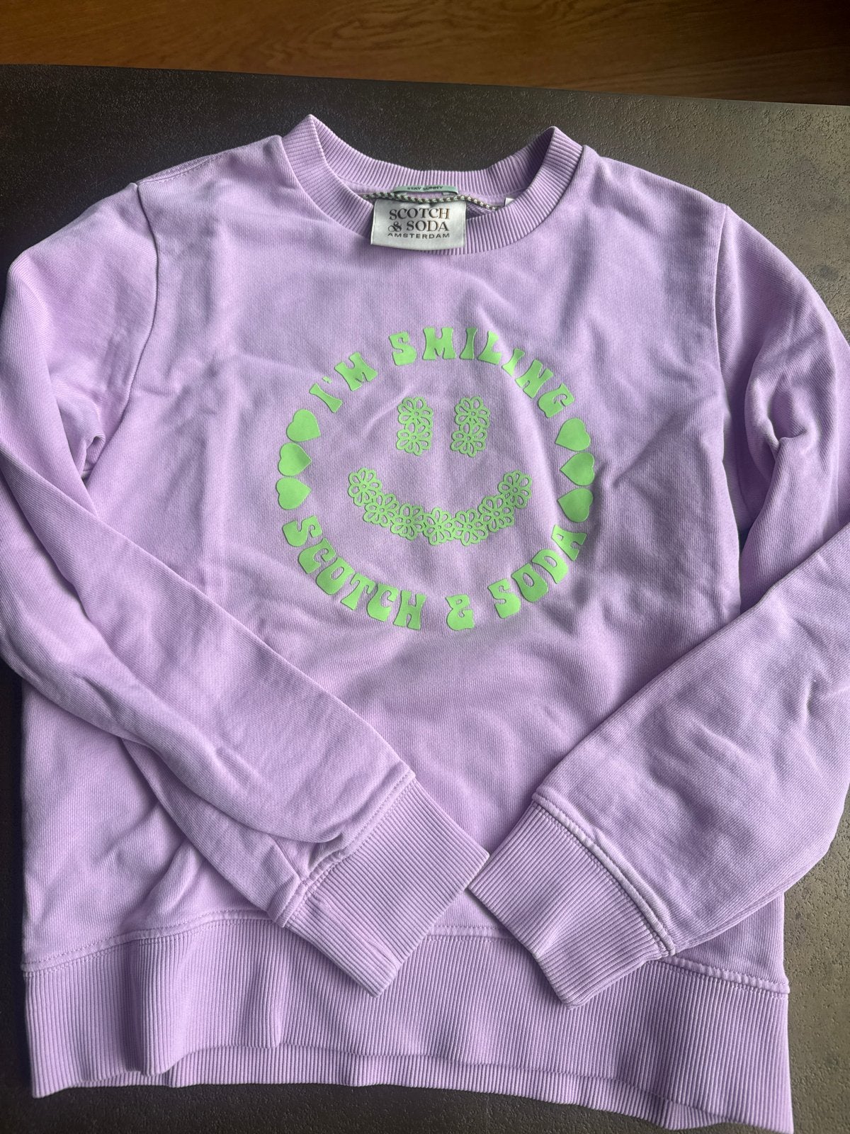 Scotch & Soda sweater lila met smiley maat 10 (140), Ophalen of Verzenden, Zo goed als nieuw, Meisje