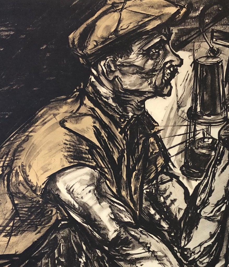litho Jan Toorop, Mijnwerker 1940, Ophalen of Verzenden, Portret en Figuren