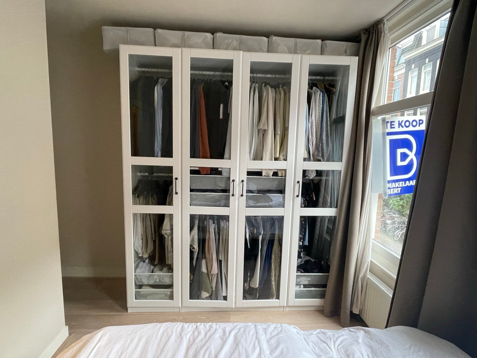 IKEA Pax kast 200x220 met verlichting en glazen deuren, Ophalen, Gebruikt, 200 cm of meer, 150 tot 200 cm