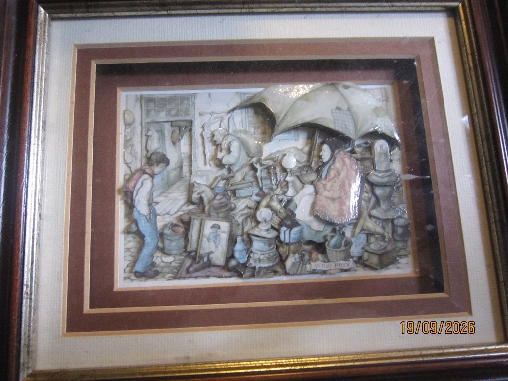 Anton Pieck, Leuke driedimensionale prent ve Rommelmarkt, Verzamelen, Ophalen of Verzenden, 1960 tot 1980, Gebruikt, Overige onderwerpen