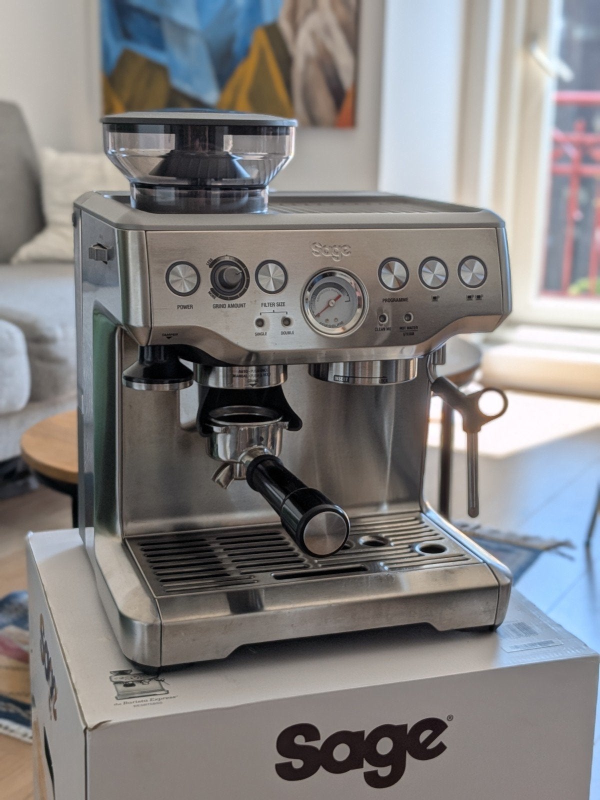 Sage Barista Express (defect), Witgoed en Apparatuur, Koffiezetapparaten, Espresso apparaat, Niet werkend, Afneembaar waterreservoir