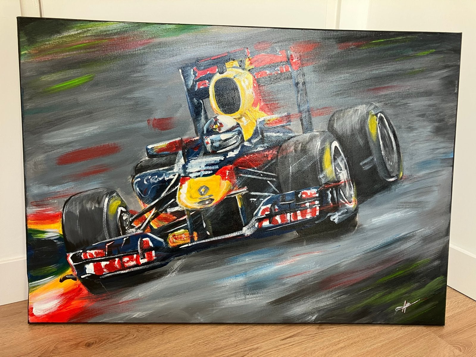Schilderij Max Verstappen in RB12, Antiek en Kunst, Kunst | Schilderijen | Modern, Ophalen