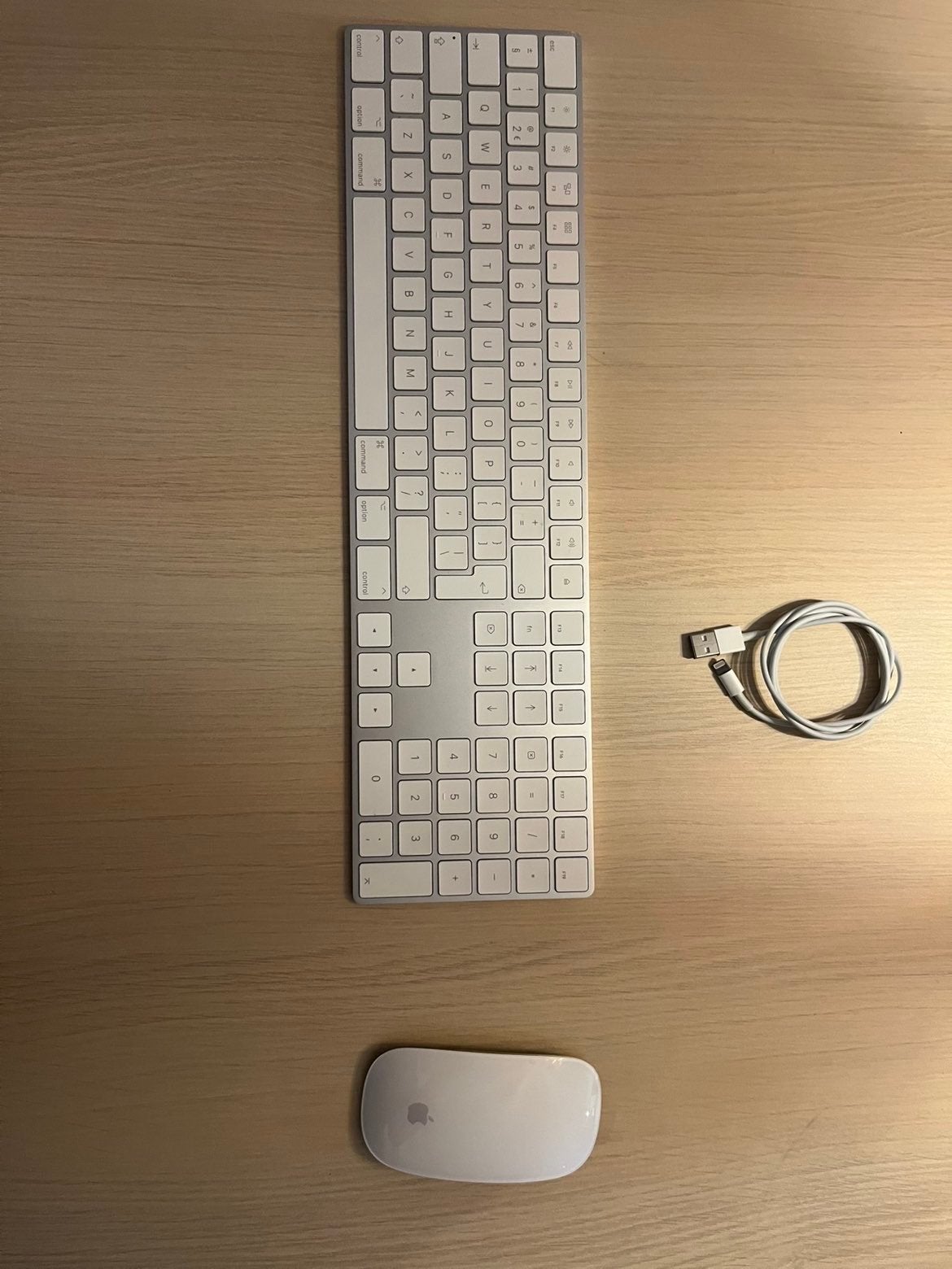 Apple Magic Keyboard met numeriek toetsenblok en Magic Mouse, Ophalen of Verzenden, Zo goed als nieuw, Draadloos, Qwerty