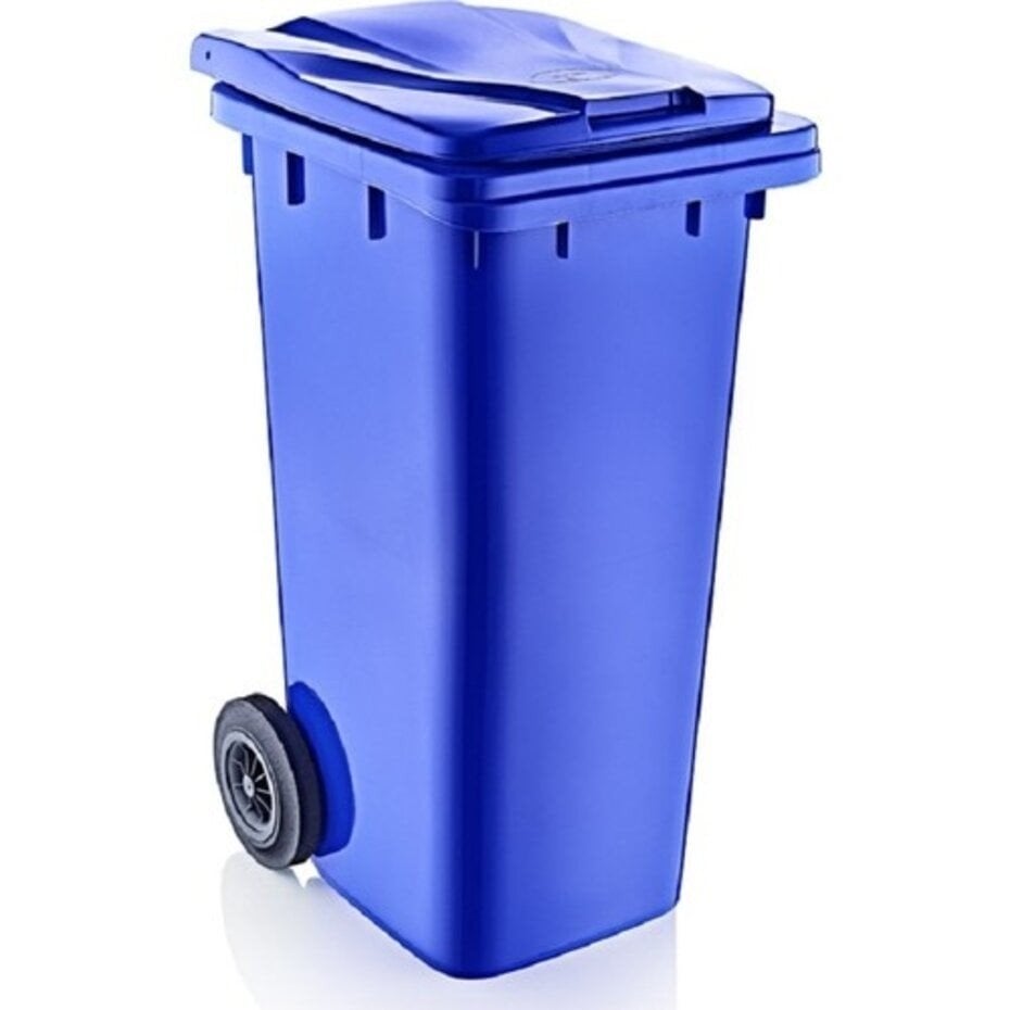 Blauwe afvalcontainer met wielen 120ltr, Ophalen, Nieuw