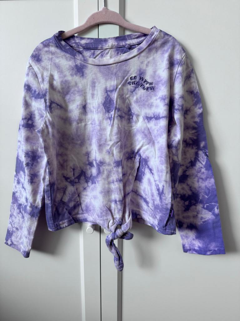 WE tie-dye longsleeve paars/wit maat 116/122, Ophalen of Verzenden, Zo goed als nieuw