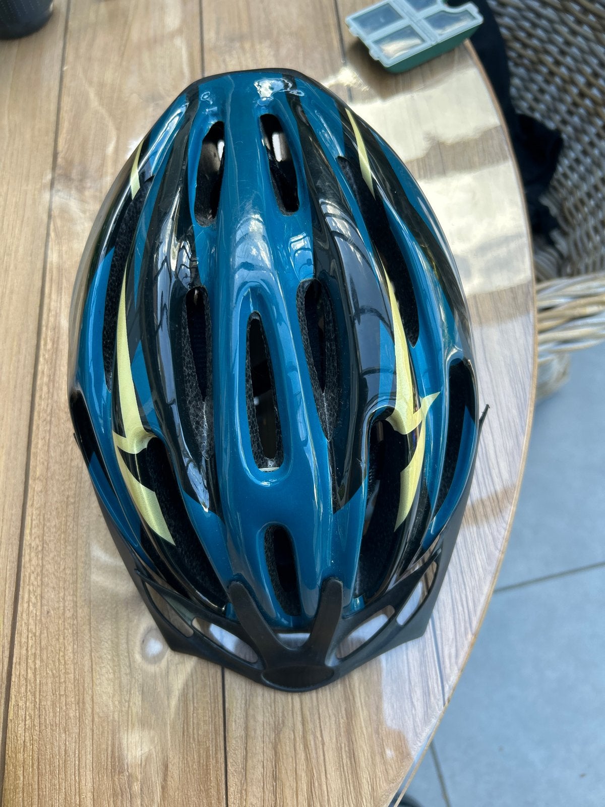 Fietshelm - Blauw/Geel - Maat M, Fietsen en Brommers, Fietsaccessoires | Fietshelmen, Ophalen, Gebruikt, M, Heer of Dame