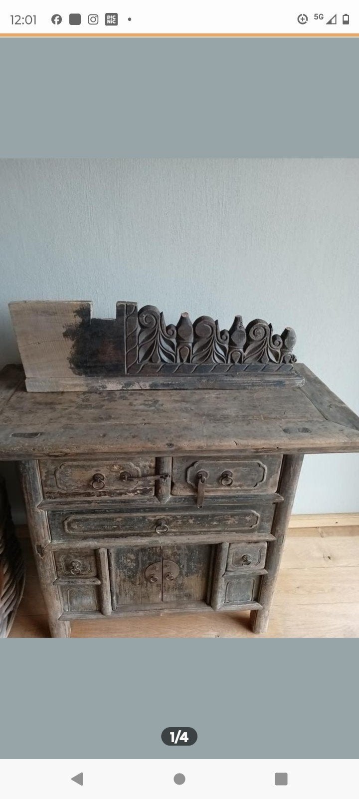 oud houten ornament India, Ophalen