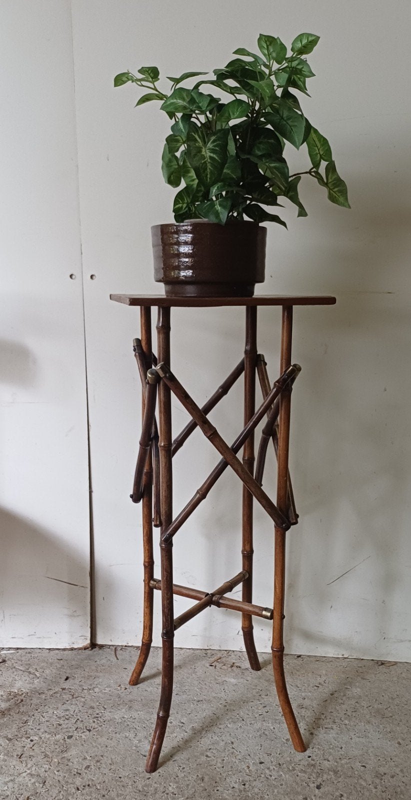 Prachtig vintage antiek bamboe plantentafel, Ophalen of Verzenden