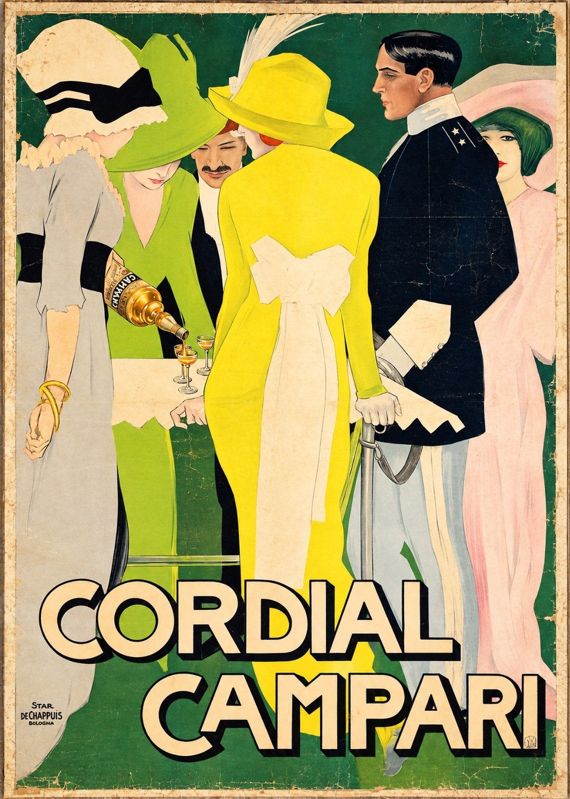 Vintage Cordial Campari Reclame Poster, Ophalen of Verzenden, A1 t/m A3, Reclame, Rechthoekig Staand