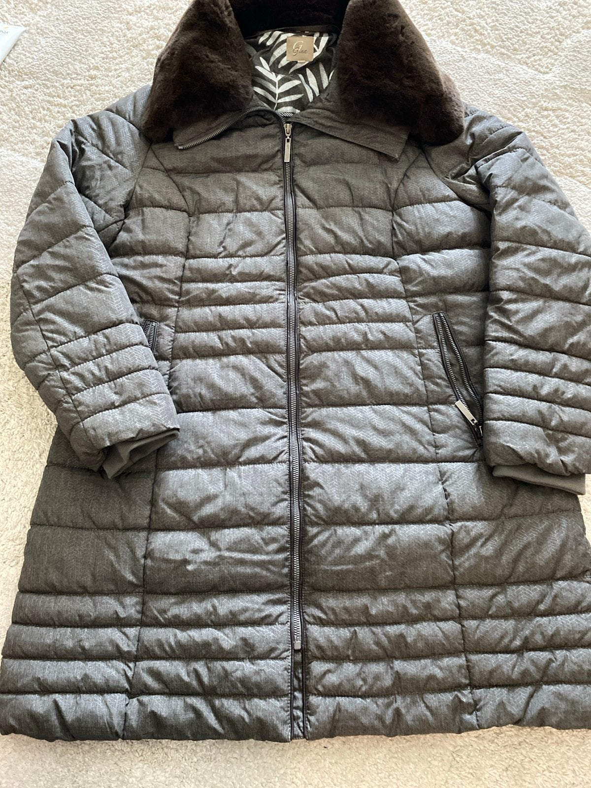 Donkerbruine gewatteerde winterjas, maat 44, met afneembare, Ophalen of Verzenden, Gedragen, Maat 42/44 (L), Bruin