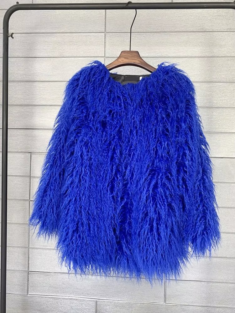 Blauwe dames bontjas in diverse maten, Kleding | Dames, Verzenden, Nieuw, Maat 46/48 (XL) of groter, Blauw