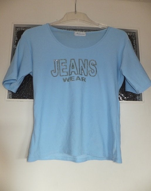 Leuke casual blauwe glamour top jeans wear, 36 / 38., Korte mouw, Maat 36 (S), Gedragen, Verzenden