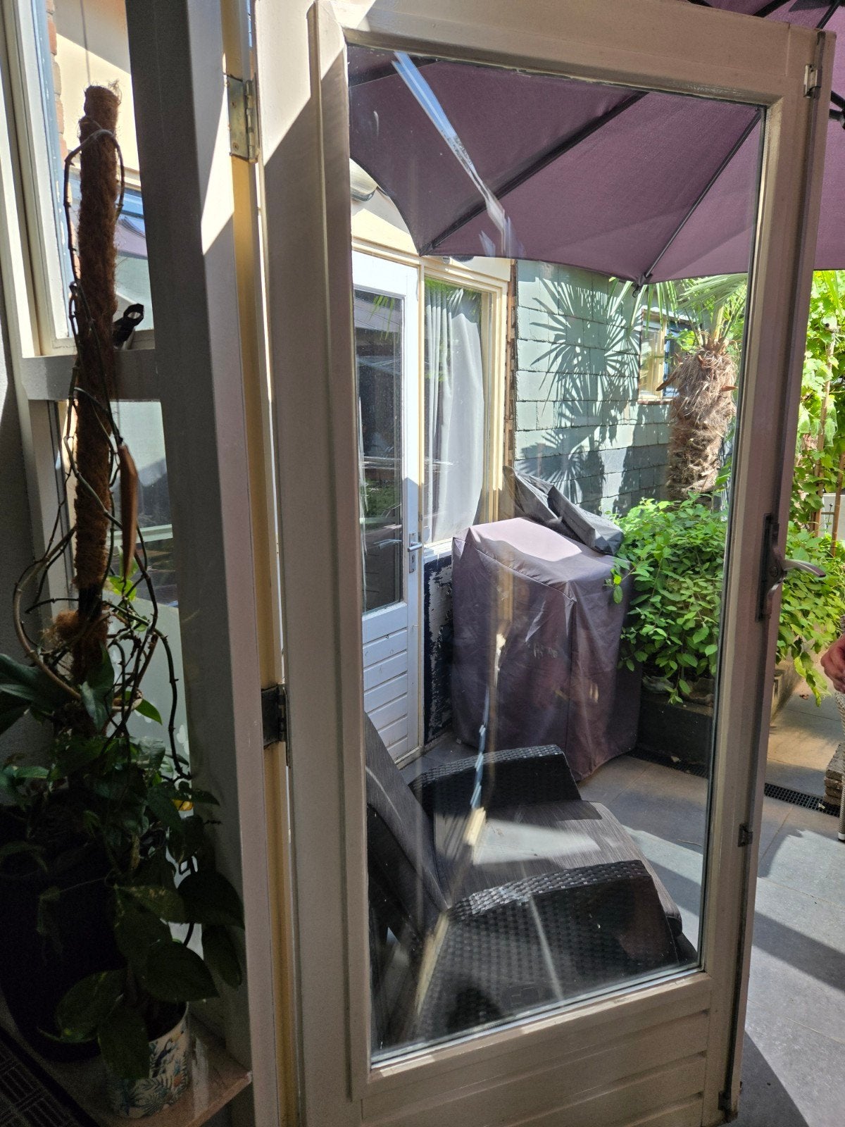Goede openslaande deuren met dubbel glas (2 stuks), Gebruikt, 80 tot 100 cm, Ophalen of Verzenden, Buitendeur