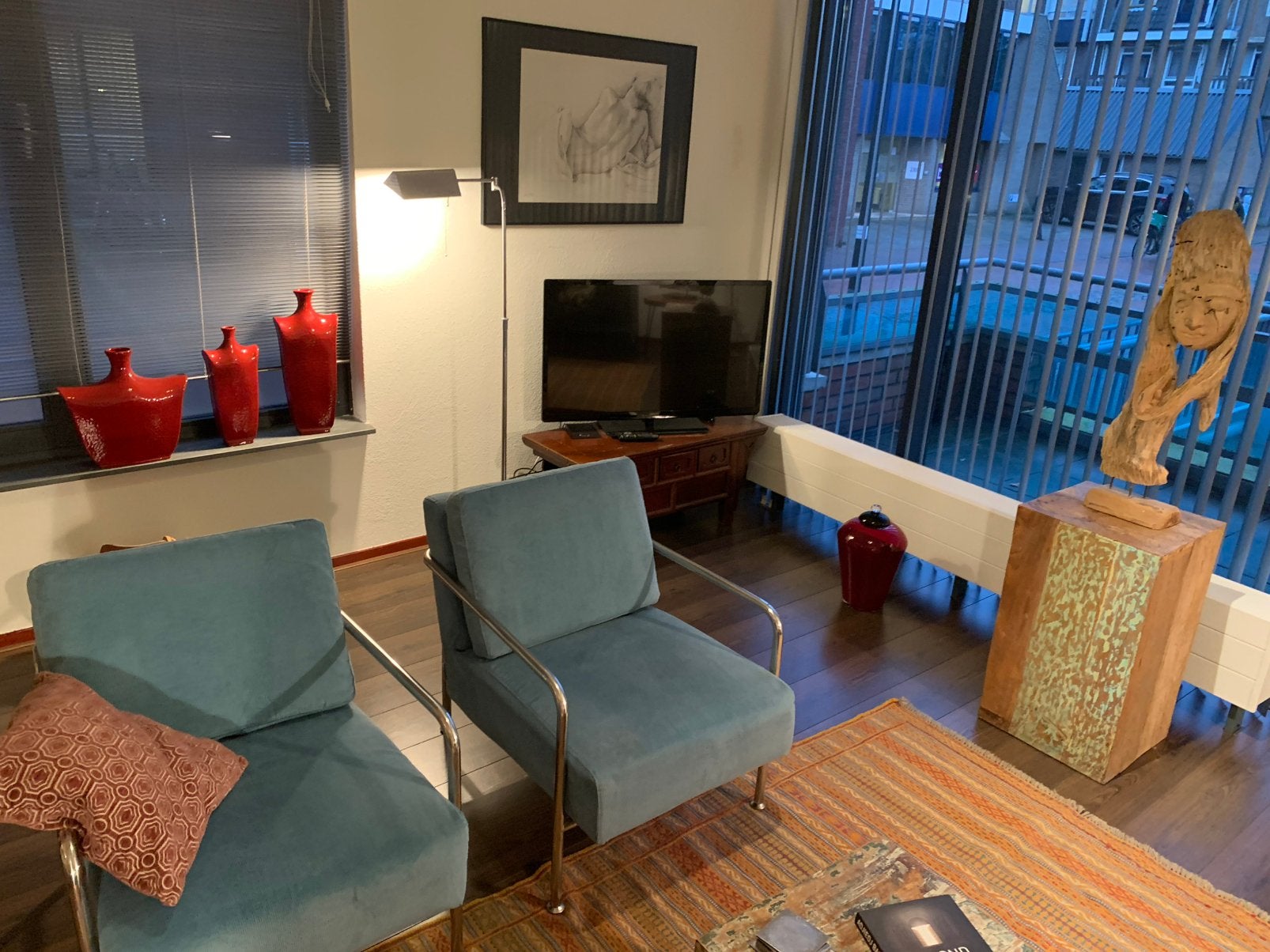 Twee mooie blauwe stoelen van Rachmaninoff Utrecht, Twee, Blauw, Ophalen of Verzenden, Zo goed als nieuw