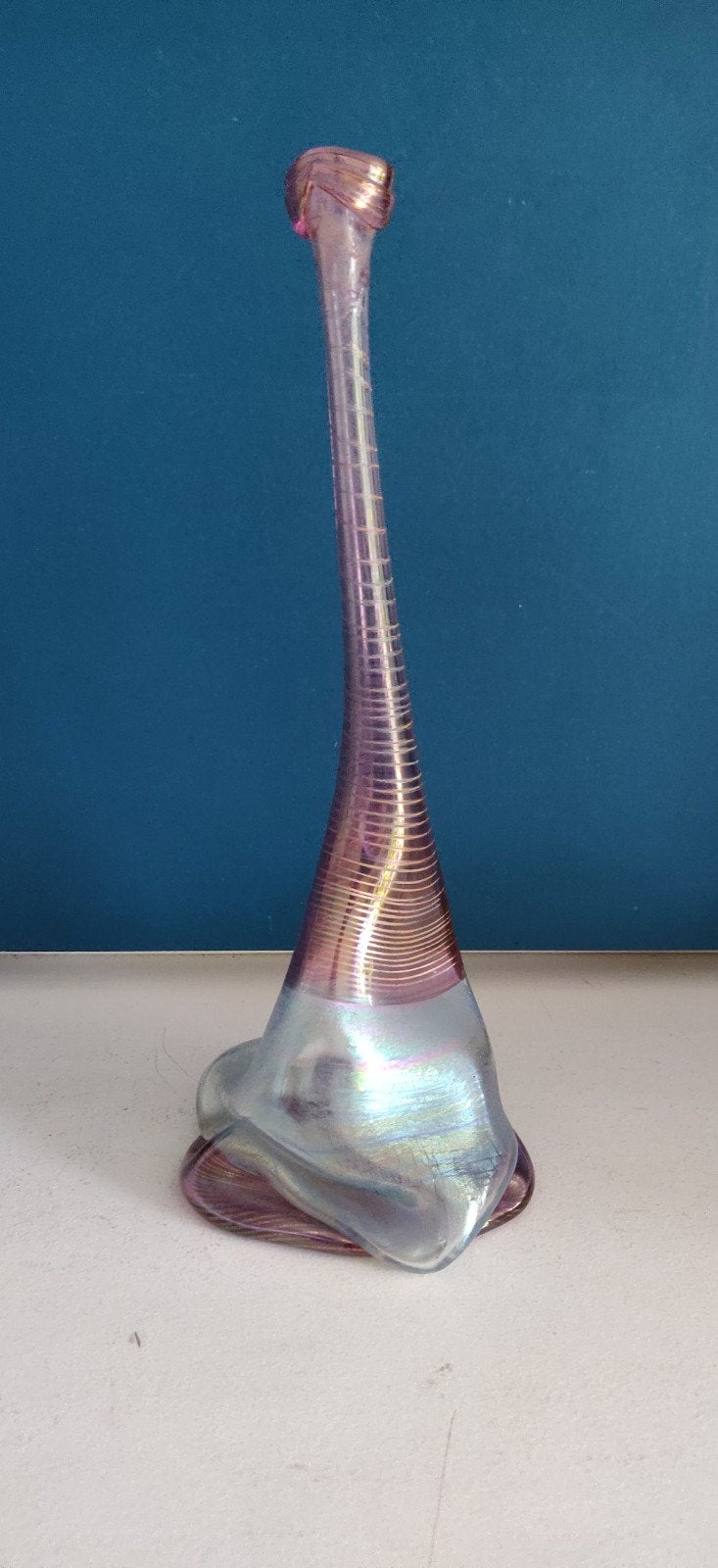 Vintage Hein Düsterhaus vaas glasobject, Antiek en Kunst, Antiek | Glas en Kristal, Ophalen of Verzenden