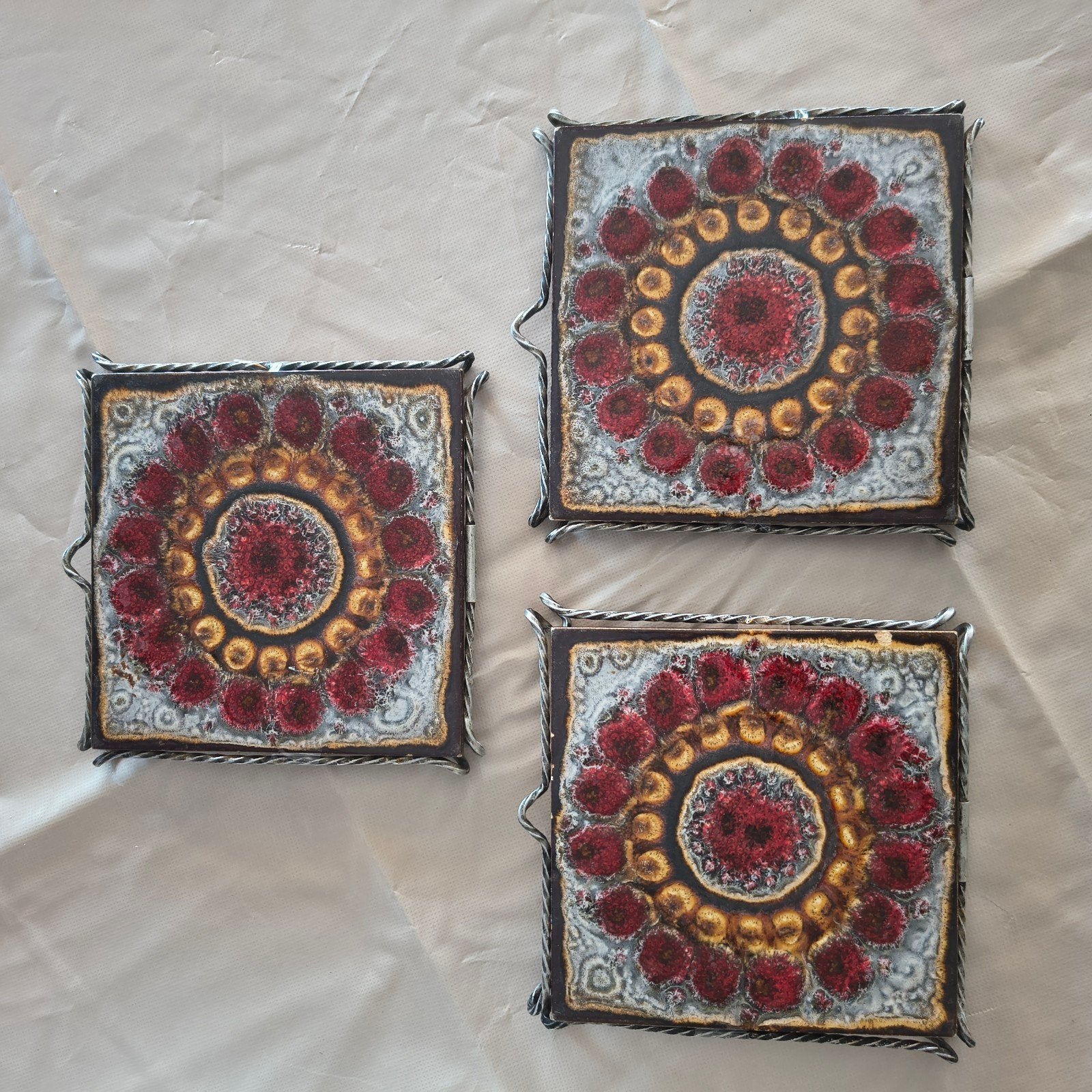 Vintage Mettlach Onderzetters - Set van 3, Ophalen of Verzenden, Gebruikt