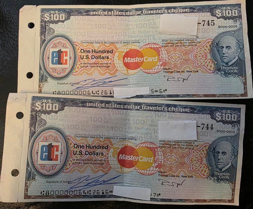 Travelers cheques, Ophalen of Verzenden