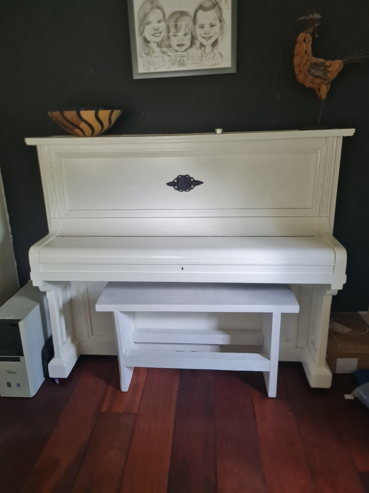 Witte piano met kruk - Gebruikt, Ophalen of Verzenden, Gebruikt, Wit, Piano