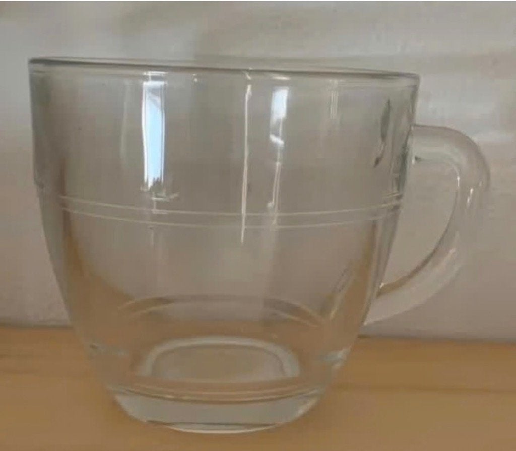 6x theeglas, glazen theemok; 7,5 cm hoog en 8 cm doorsnee, Glas of Glazen, Ophalen of Verzenden, Overige stijlen, Glas