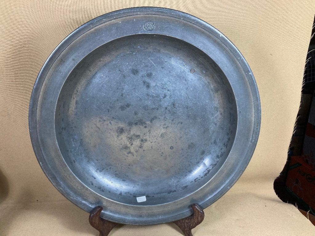 Grote tinnen schotel Groningen 35 cm, Antiek en Kunst, Ophalen of Verzenden