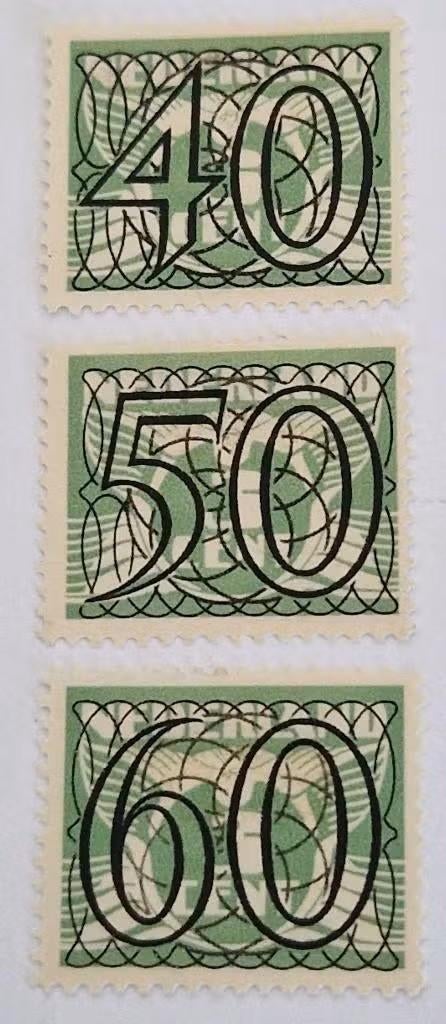 Nederland 1940 - nvph 366-367-368 - Cijfer type 'Guilloche', Postzegels en Munten, Postzegels | Nederland, Verzenden, T/m 1940
