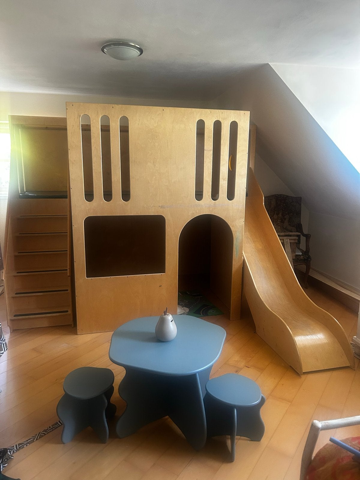 Speelhuis met glijbaan en trap, Ophalen, Gebruikt, Hout