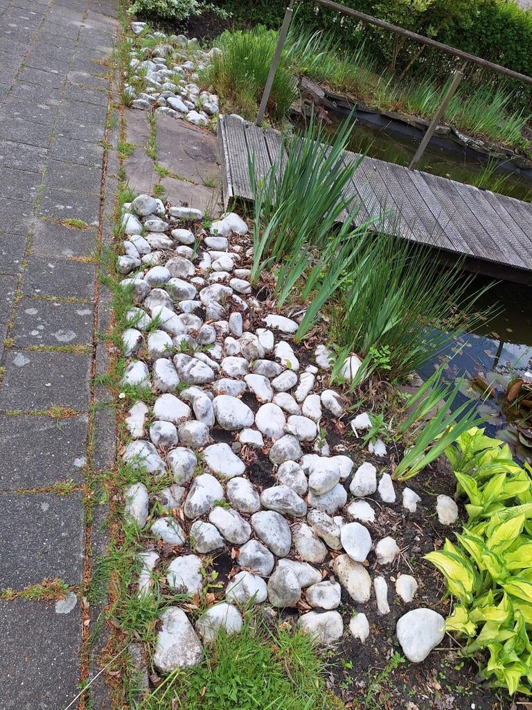 Partij witte sierstenen keien, Tuin en Terras, Grind, Keien en Split, Ophalen, Gebruikt, Wit, Kei
