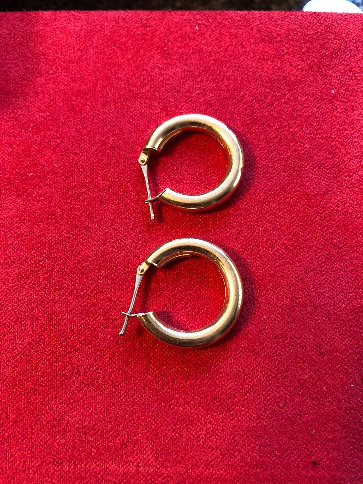 Gouden creool oorbellen 14 kt goud, Ophalen of Verzenden, Gebruikt, Goud, Hangers