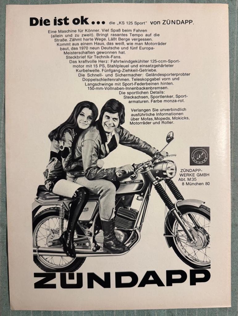 Advertentie 1971 Zündapp KS125 Sport, Verzenden, Zo goed als nieuw, Motoren