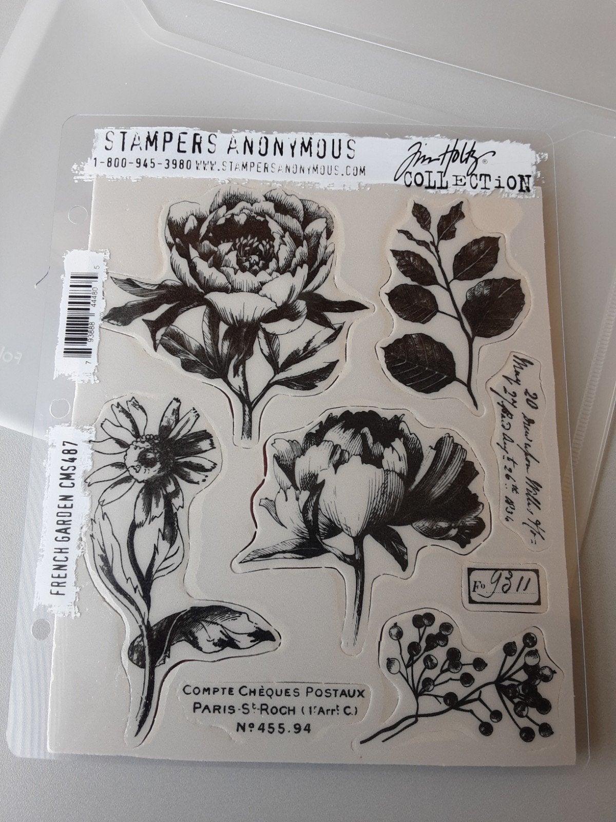 Stampers Anonymous CMS 487 French Garden - Tim Holtz, Ophalen of Verzenden, Zo goed als nieuw, Clearstamp