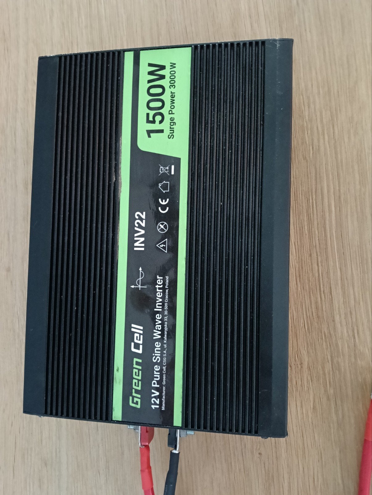 Green Cell INV22 Zuivere Sinus Omvormer 12V naar 230V 1500W, Auto-onderdelen, Elektronica en Kabels, Gebruikt, Ophalen of Verzenden