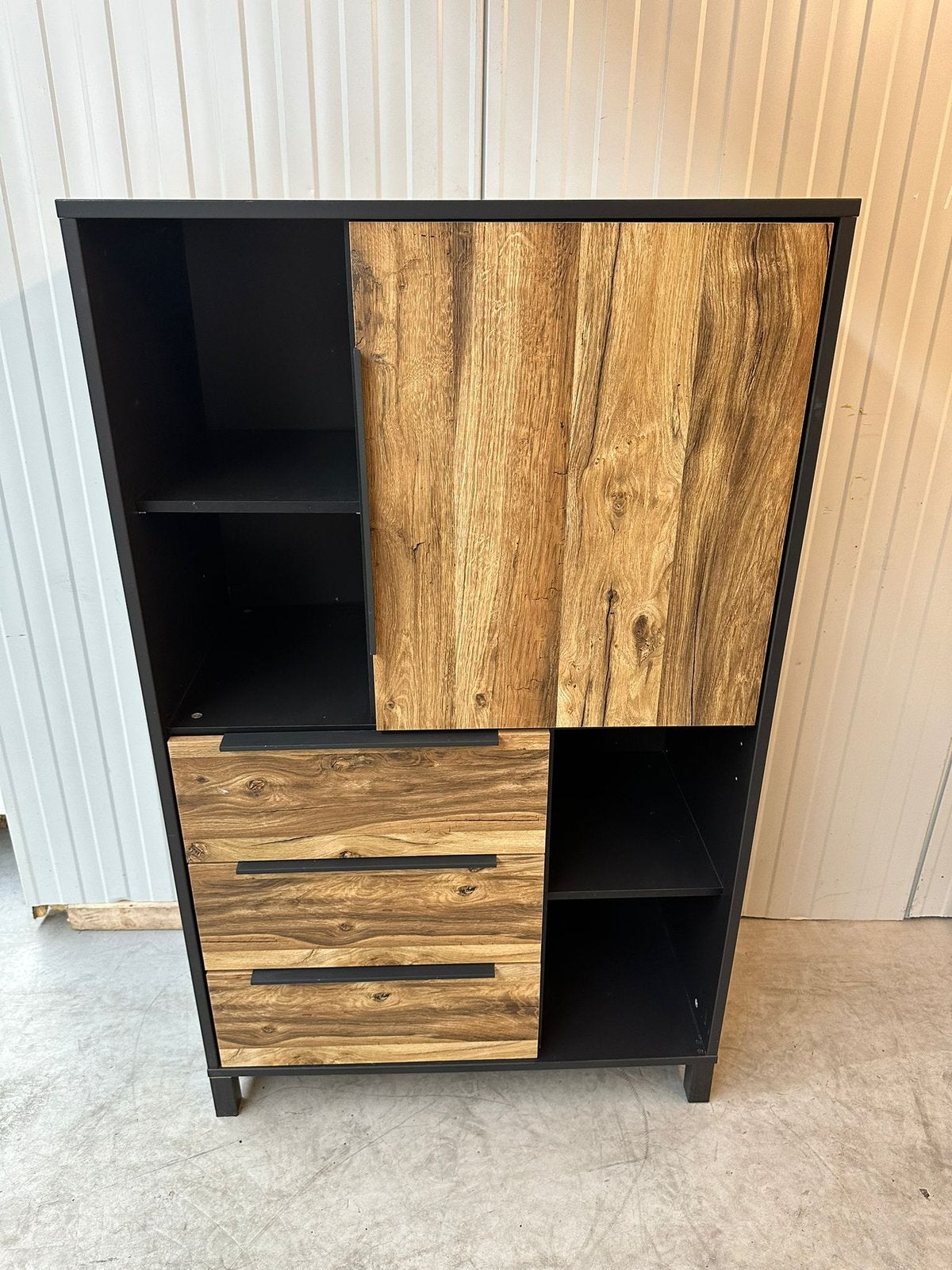Kast Luc - antraciet/eikenkleur - 150x90x48 cm (industrieel), Ophalen, Zo goed als nieuw, Minder dan 150 cm, Minder dan 100 cm