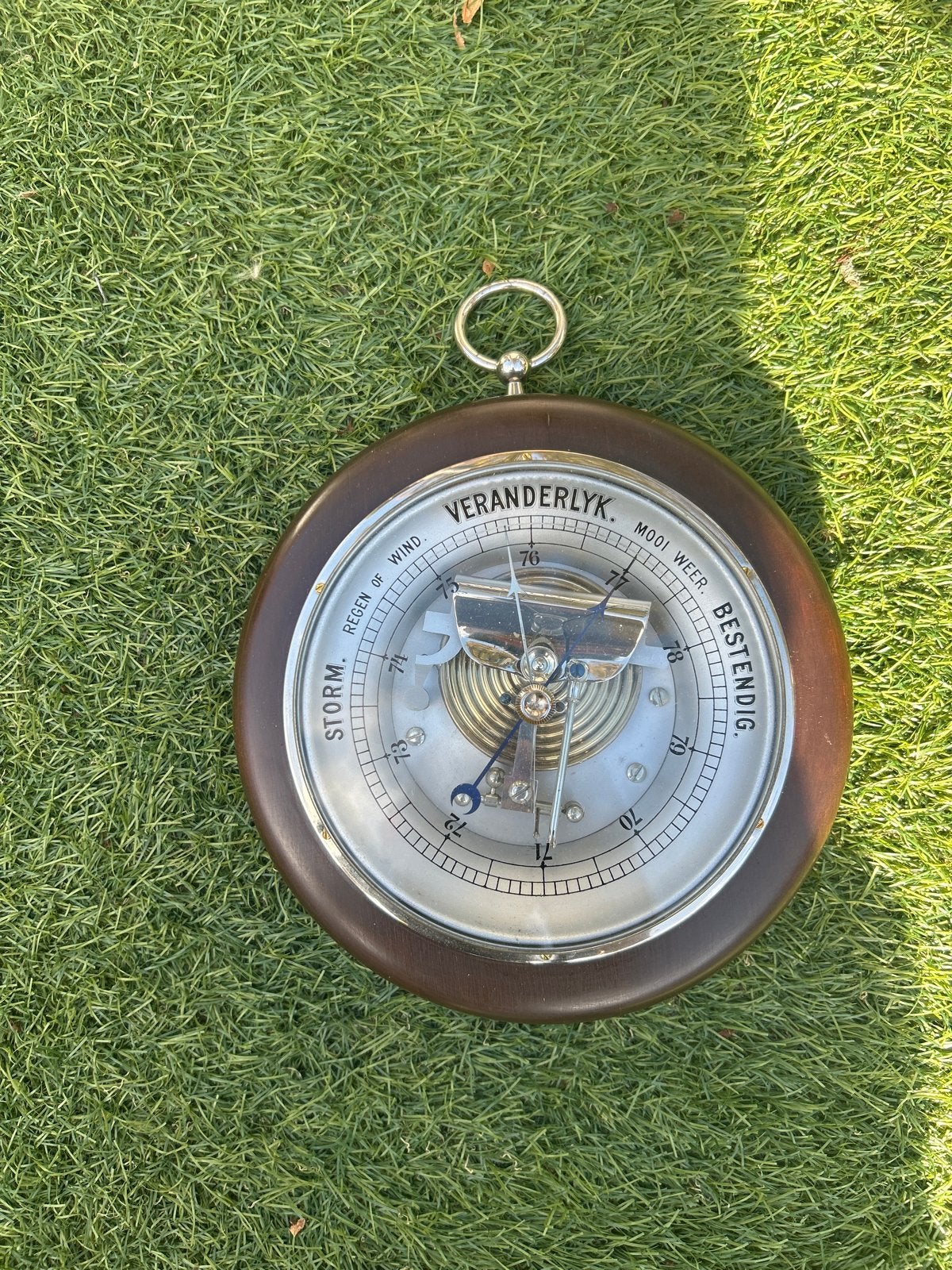 Vintage Barometer - Houten Weerstation, Ophalen of Verzenden, Gebruikt, Barometer