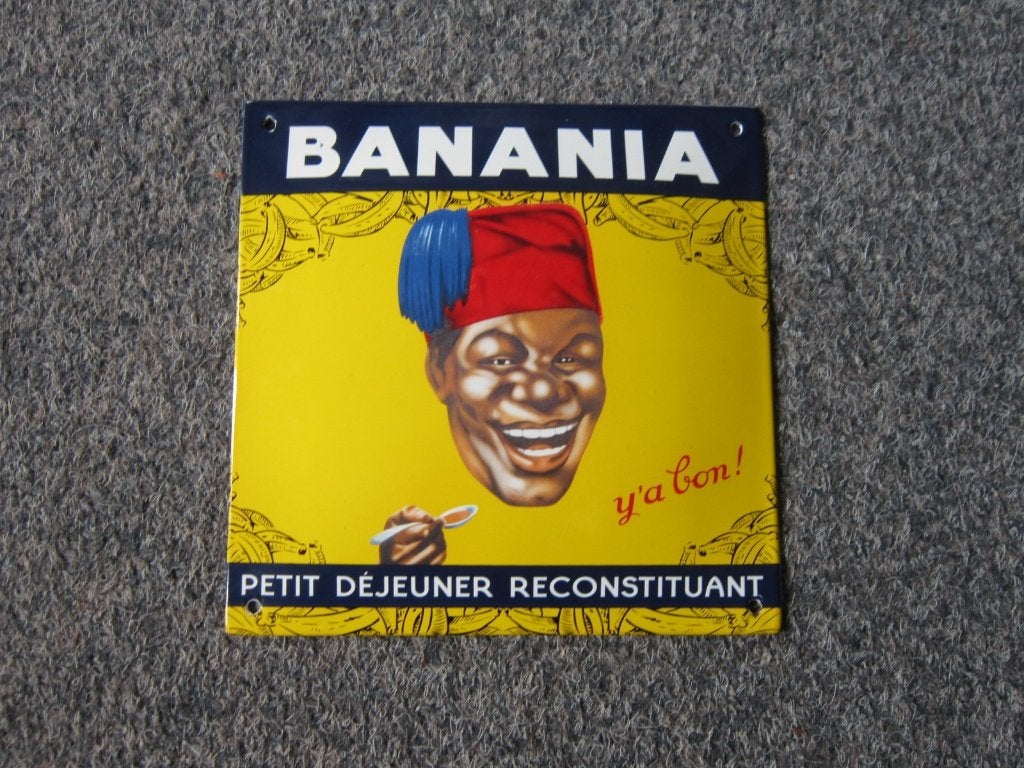 BANANIA EMAILLE RECLAMEBORD., Ophalen, Zo goed als nieuw, Reclamebord