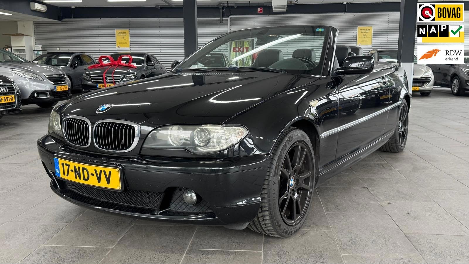 BMW 3-serie Cabrio 320Ci Executive 6 cilinders automaat leer, Auto's, Dealer onderhouden, Gebruikt, Zwart, Automatische klimaatregeling