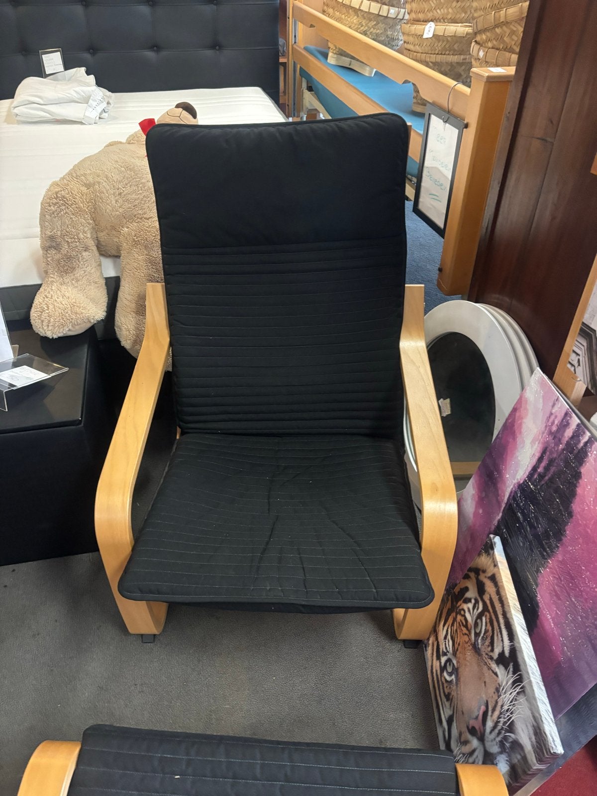 IKEA Poäng fauteuil met voetenbankje, Huis en Inrichting, Fauteuils, Ophalen, Gebruikt, 75 tot 100 cm, 50 tot 75 cm