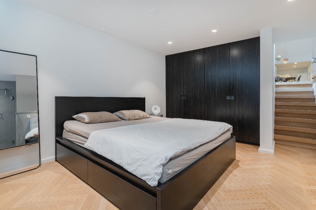 Bedframe met lattenbodem en lades Ikea MALM 180x200, Ophalen, Gebruikt, Bruin, Tweepersoons